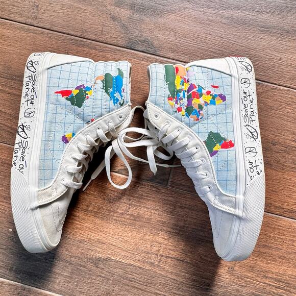 VANS Save Our Planet x Sk8-High Tops Women’s Size 7 Men’s 5.5 Sneakers Globe - Picture 4 of 10